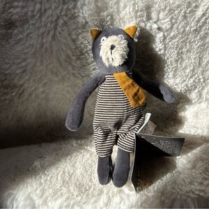Les Moustaches Moulin Roty Cat Doll Alphonse Plush  8" Gray Stuffed Animal